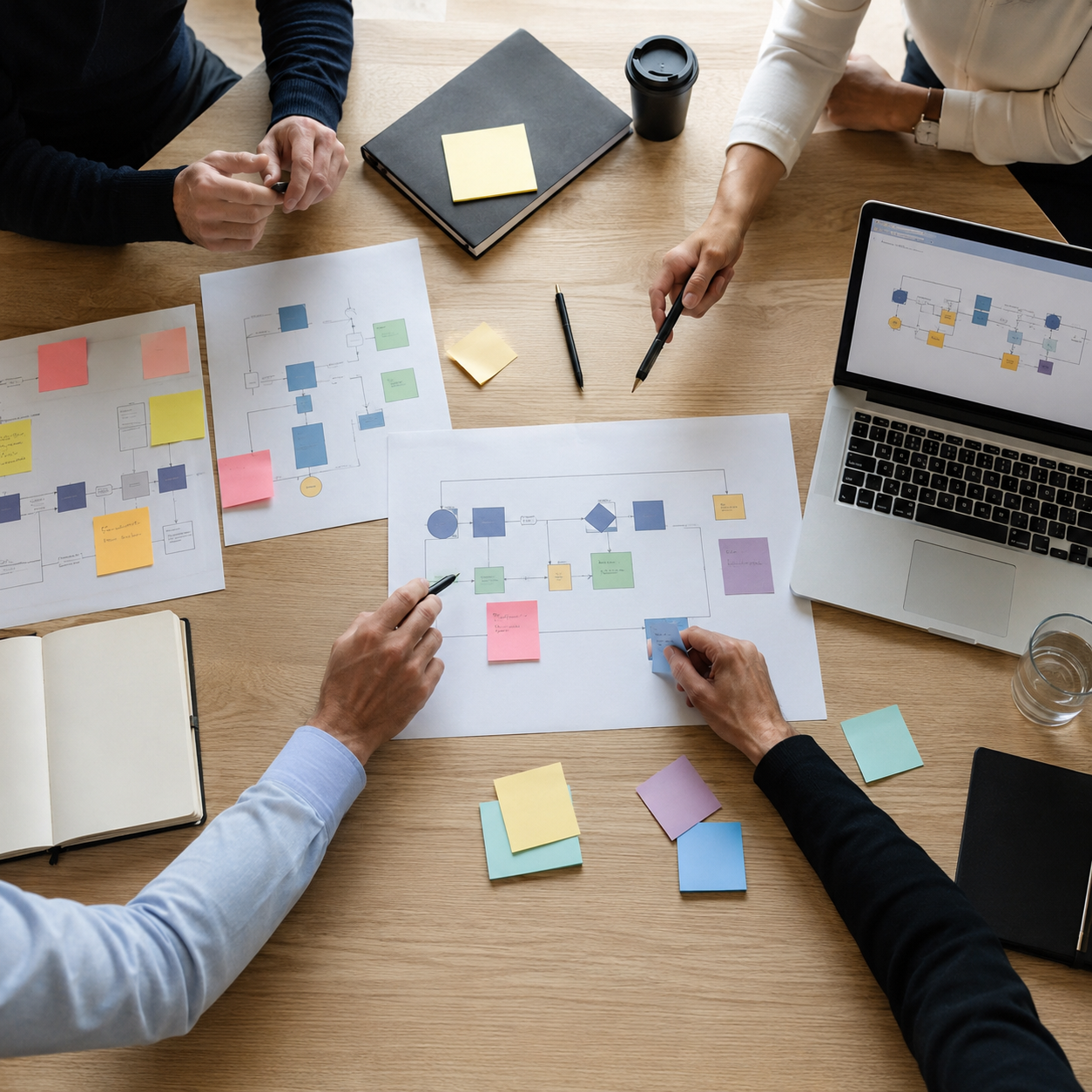 Workshop mit Prozessdiagrammen und gemeinsamer Workflow-Planung